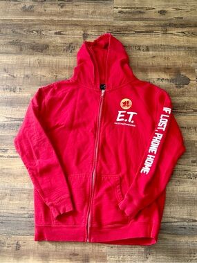 E.T. Red Zip-Up Hoodie for Kids with Graphic Chest and Sleeve